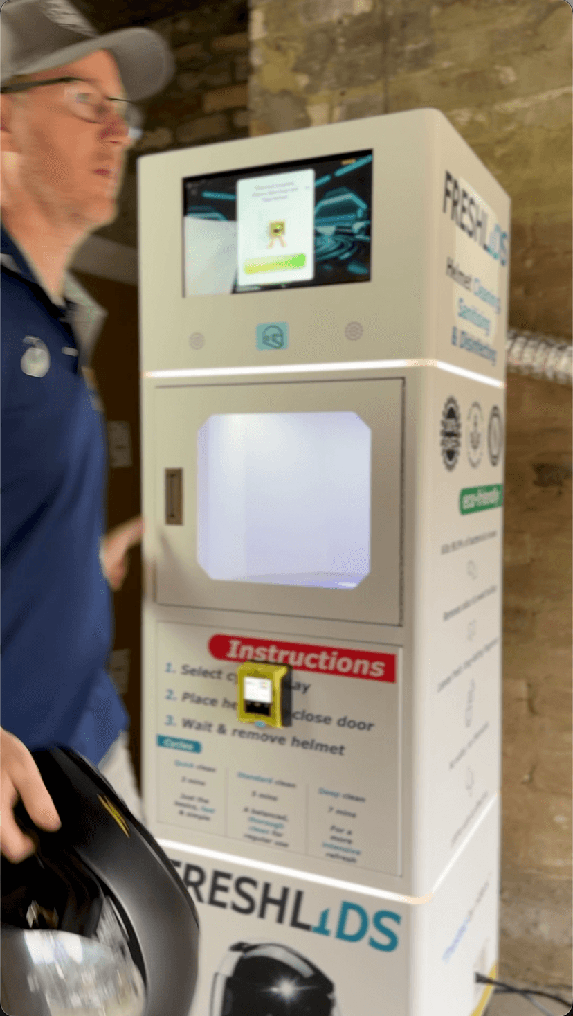 Collect helmet and go