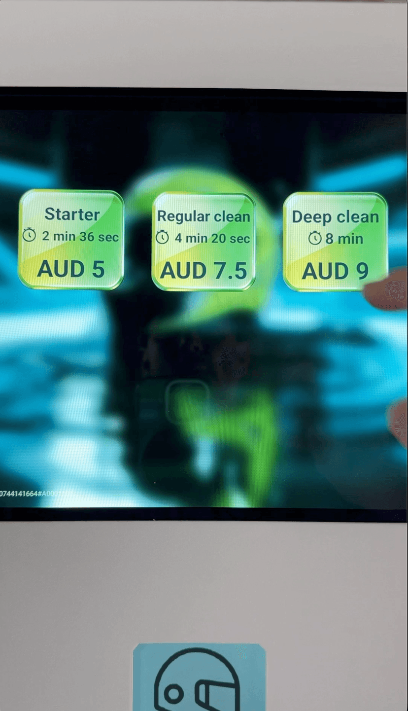 Select a cycle and pay on the touchscreen
