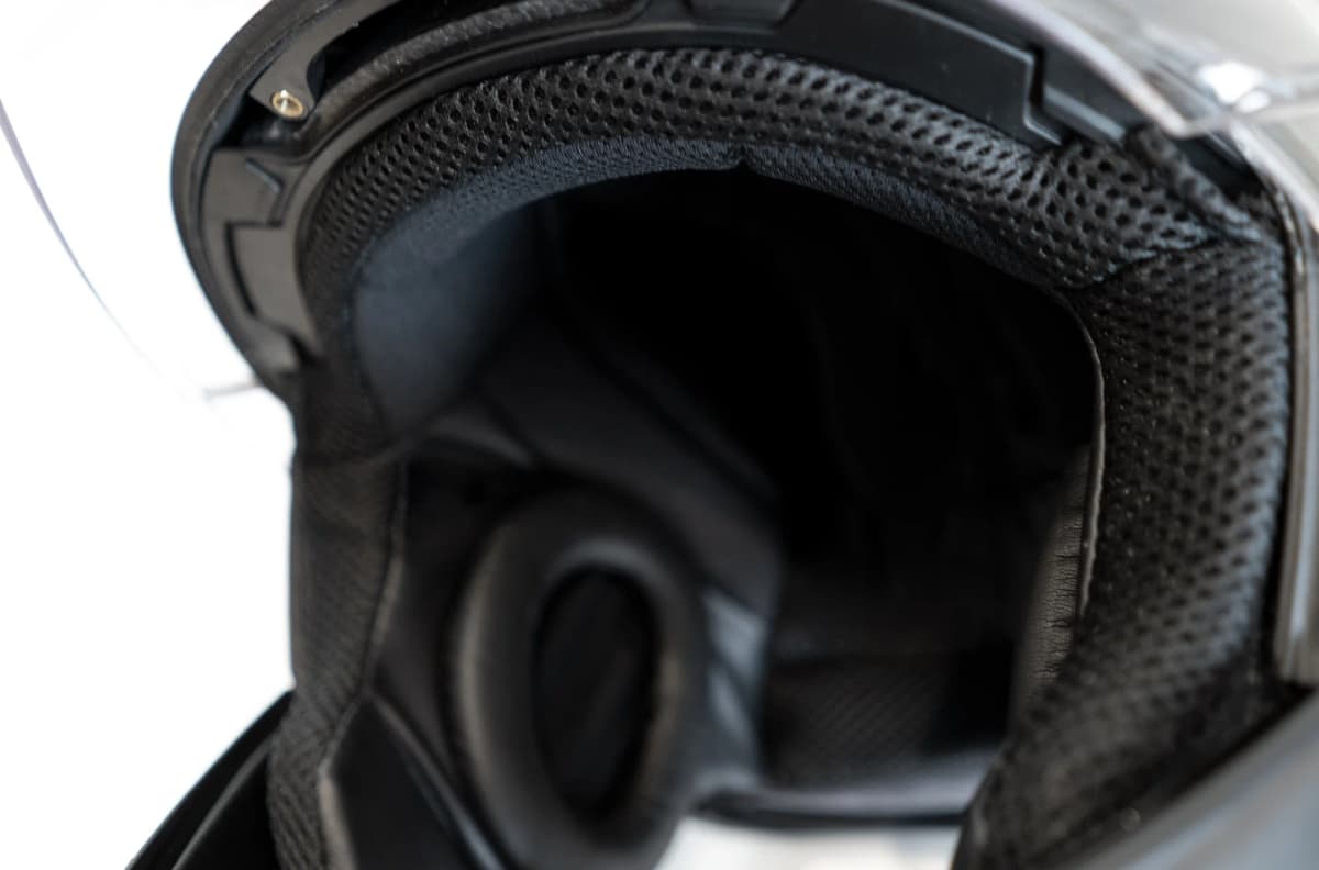 Inside view of a motorbike helmet